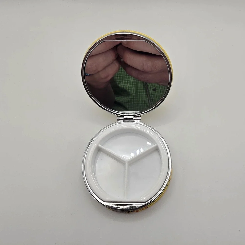 CGB Giftware Beekeeper Bee Happy Pill Box Compact Mirror w/ Box Gold -3516